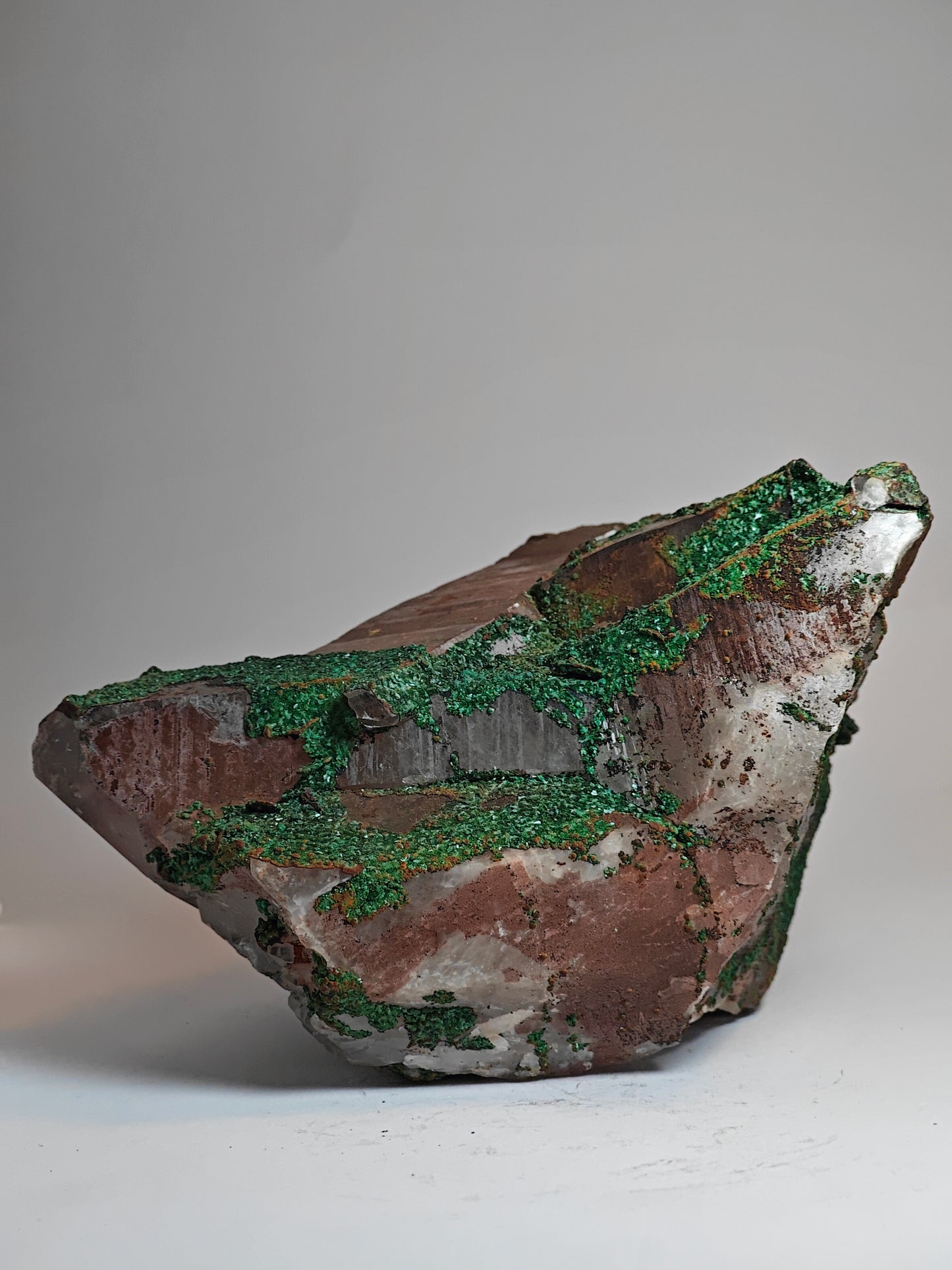 Raw Quartz with Malachite Chrysocolla Layer and Cathedral Steps Point