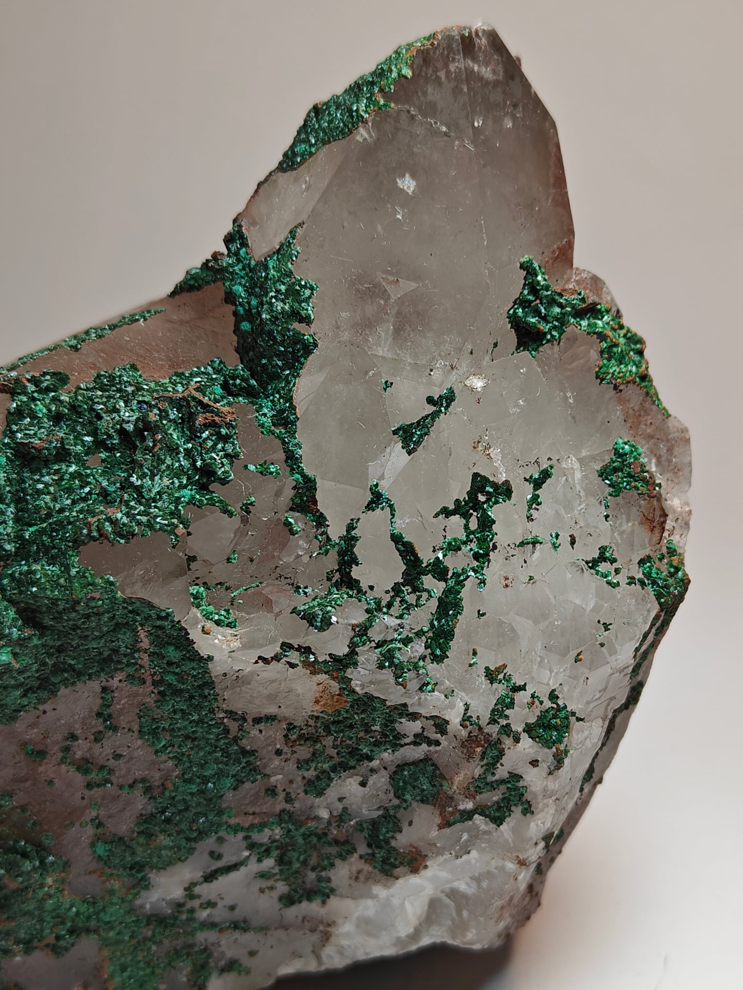 Raw Quartz with Malachite Chrysocolla Layer and Cathedral Steps Point
