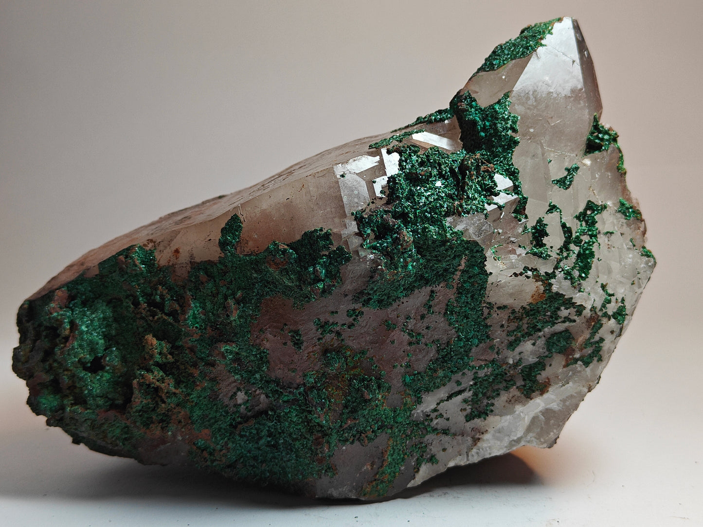 Raw Quartz with Malachite Chrysocolla Layer and Cathedral Steps Point