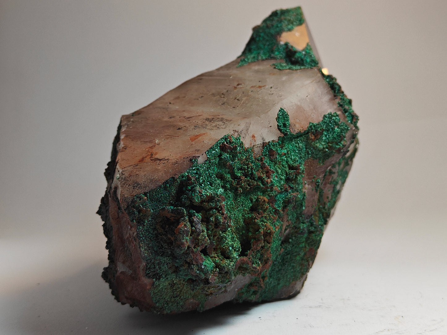 Raw Quartz with Malachite Chrysocolla Layer and Cathedral Steps Point