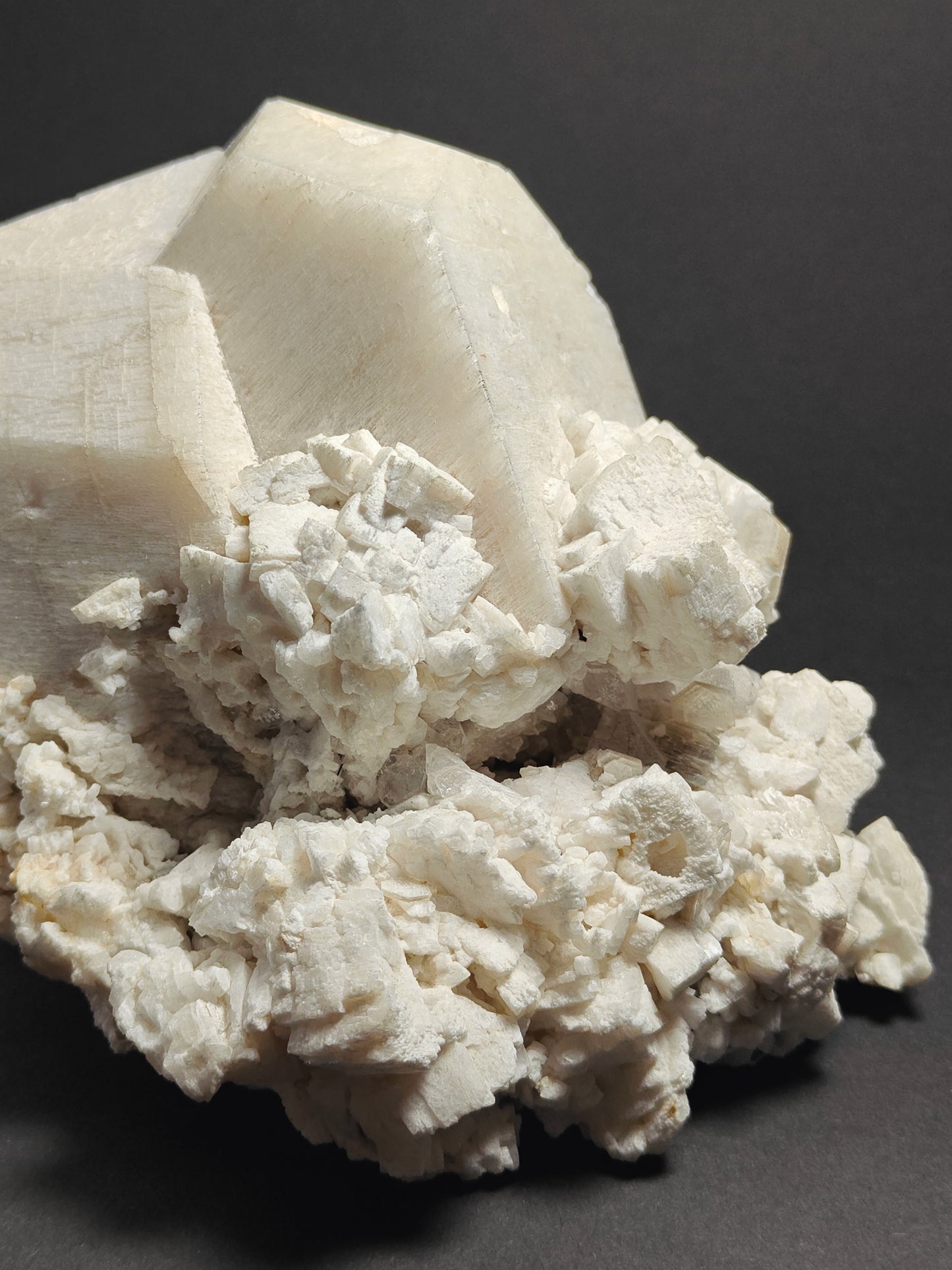 Cabinet-Size Feldspar Specimen with Muscovite, Schorl, and Quartz Point