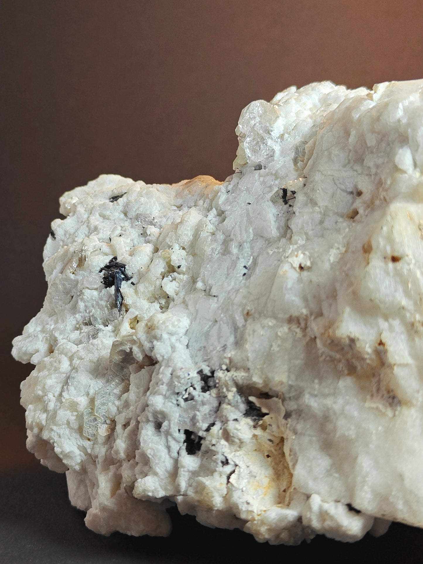 Cabinet-Size Feldspar Specimen with Muscovite, Schorl, and Quartz Point