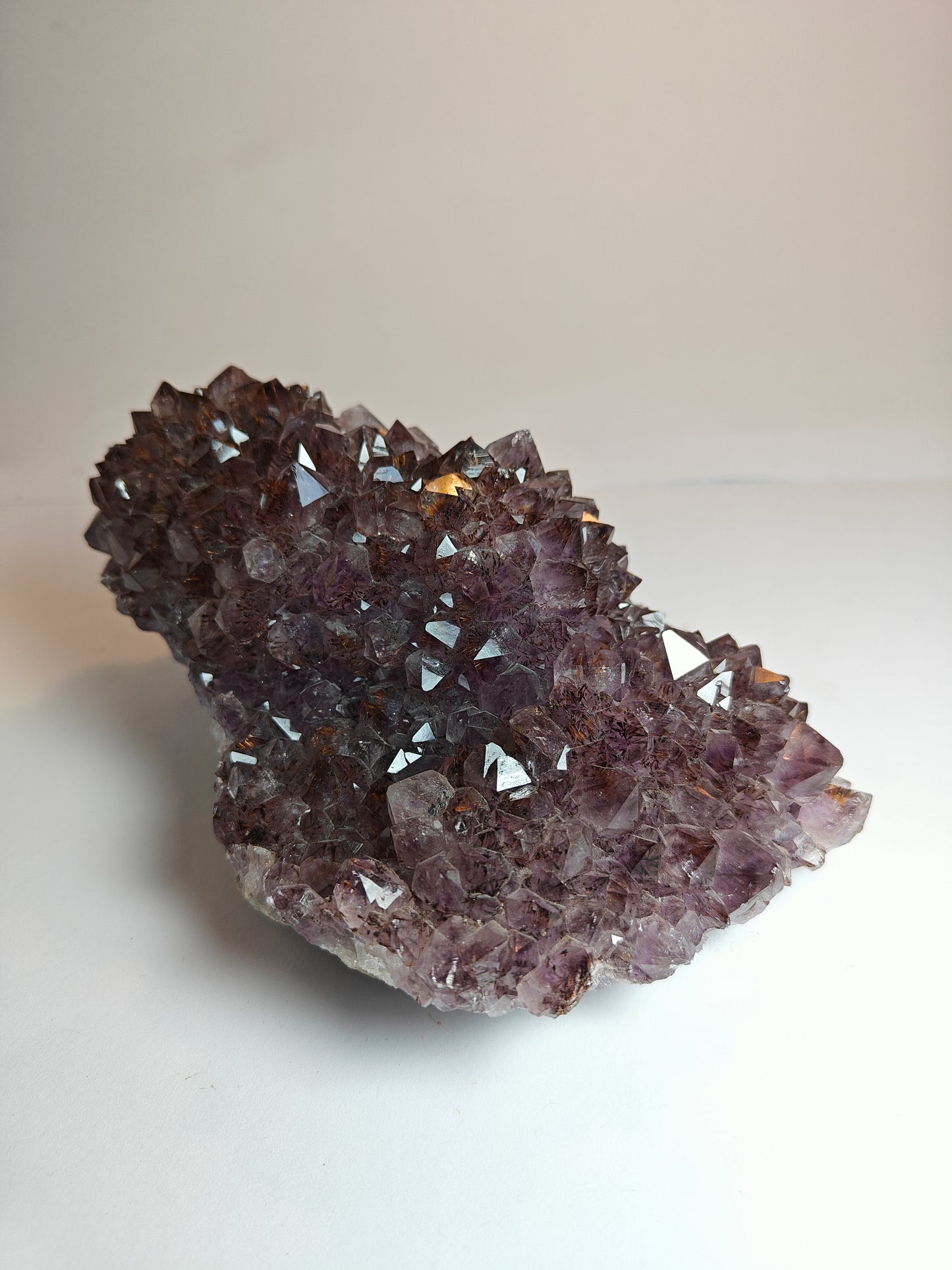 Amethyst Druzy Stalactite Cluster with Goethite Inclusions