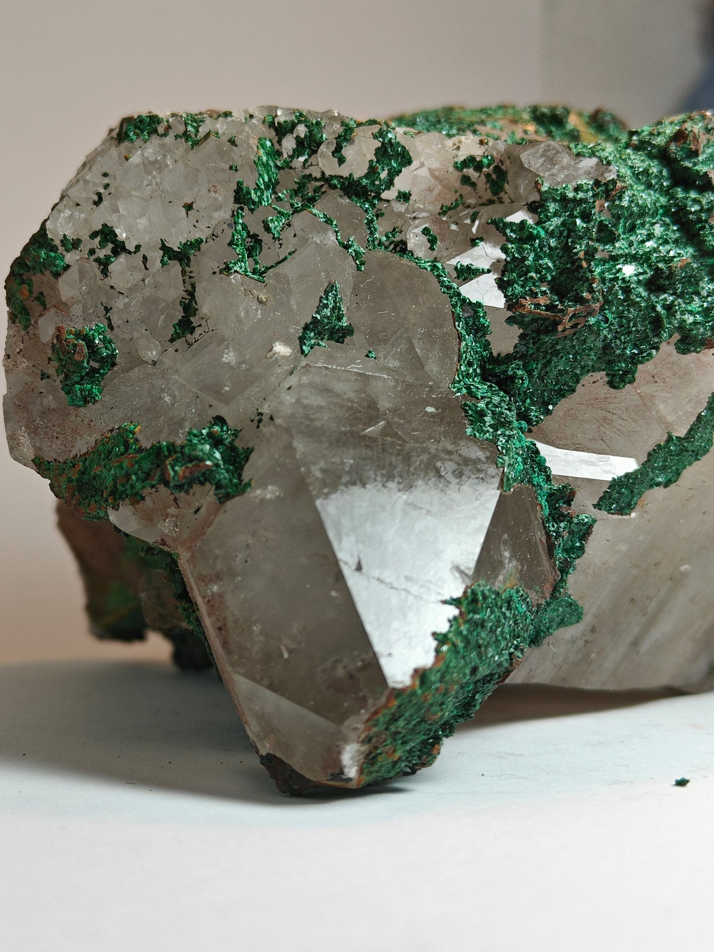 Raw Quartz with Malachite Chrysocolla Layer and Cathedral Steps Point
