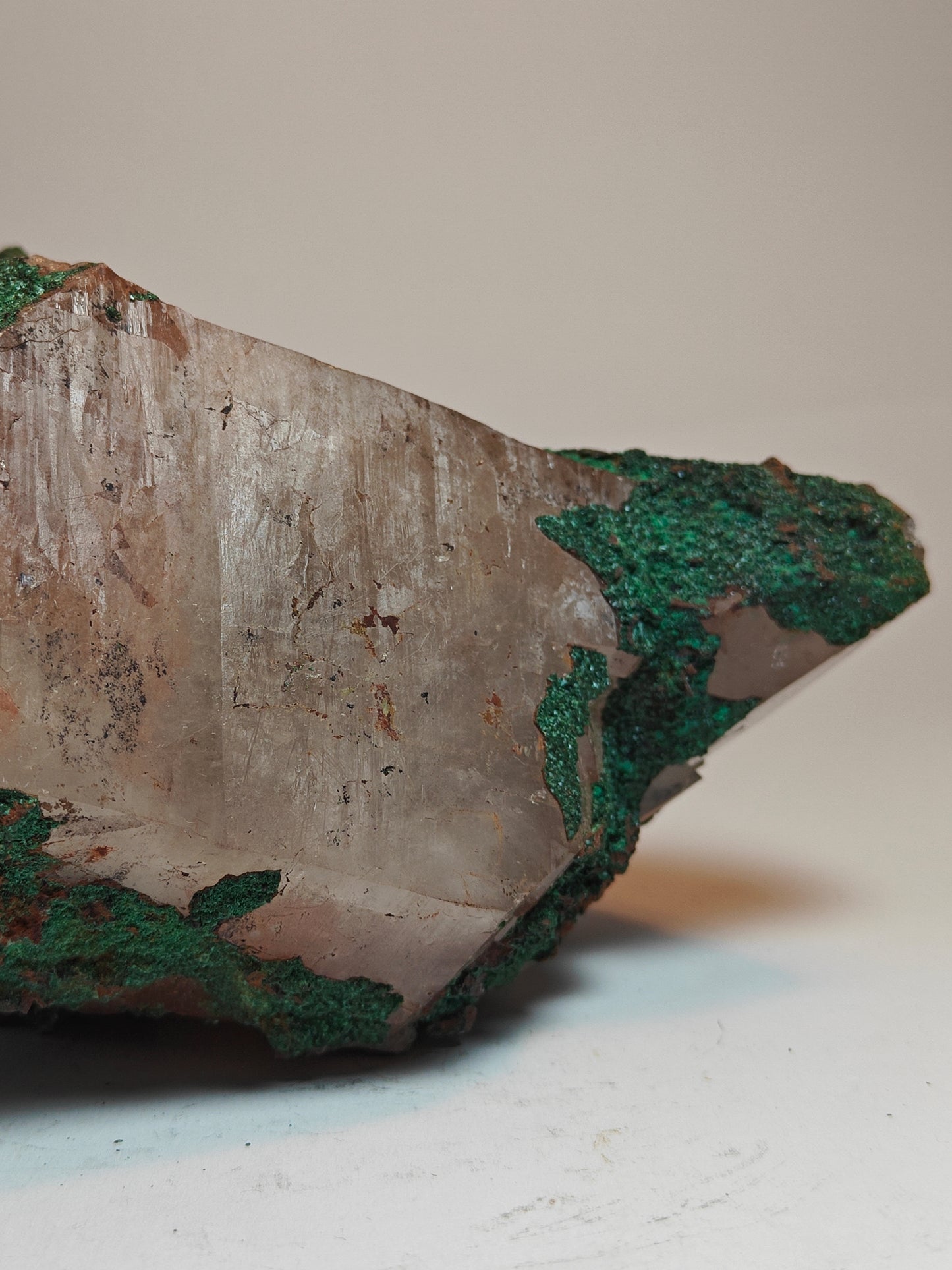 Raw Quartz with Malachite Chrysocolla Layer and Cathedral Steps Point