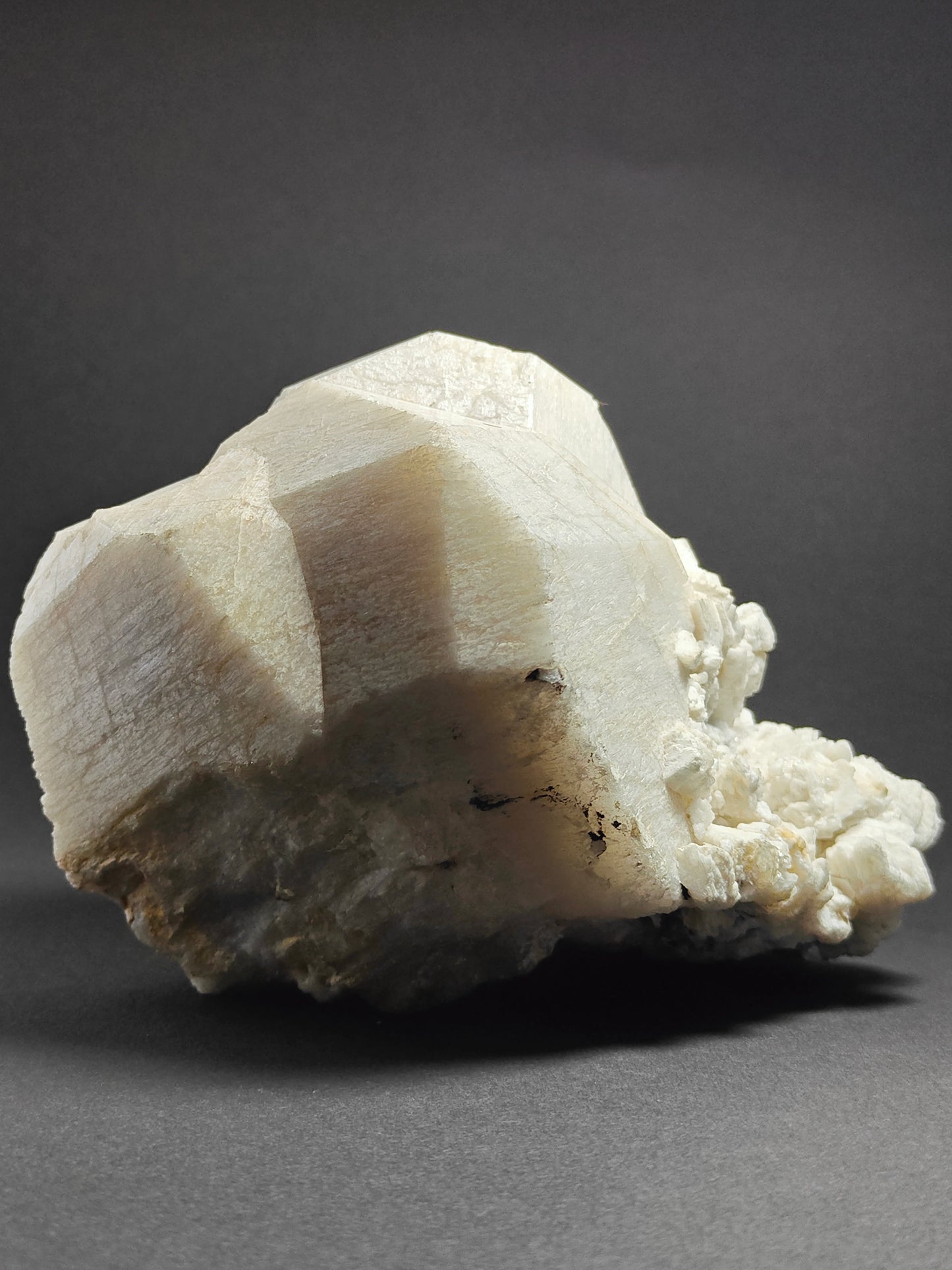 Cabinet-Size Feldspar Specimen with Muscovite, Schorl, and Quartz Point