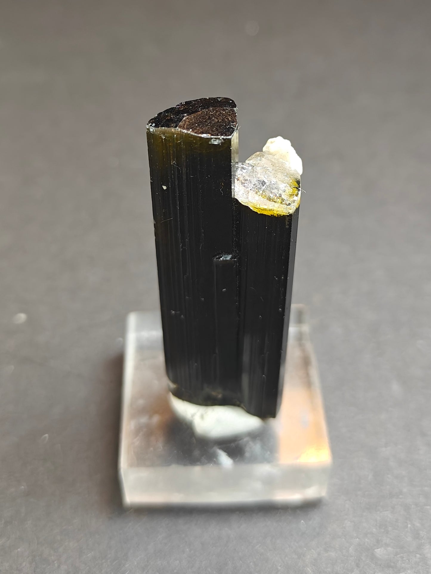 Black-Green Tourmaline with White Cap and Albite – 30 Grams