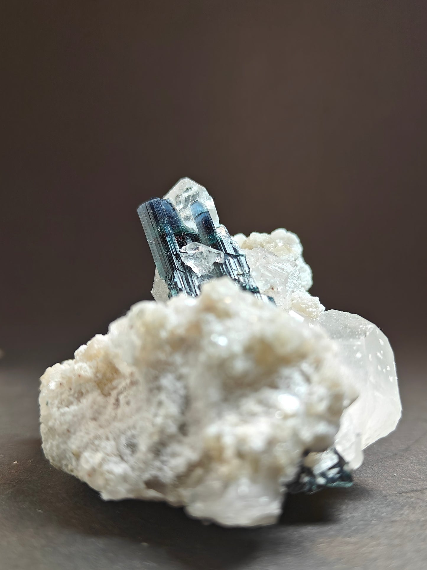 Rare Blue Cap Tourmaline with Quartz on Matrix from Pakistan – 154 Grams