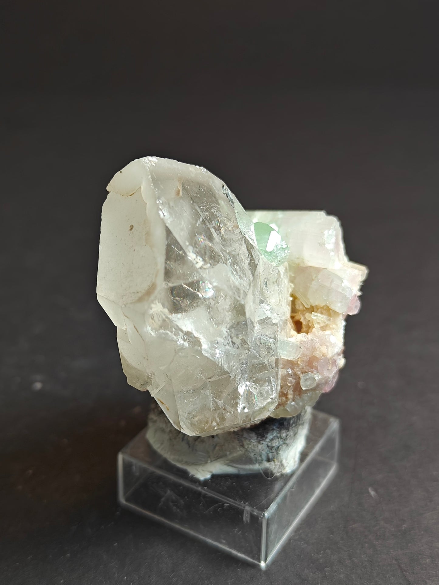 Quartz with Tourmaline Specimen Mounted on Display