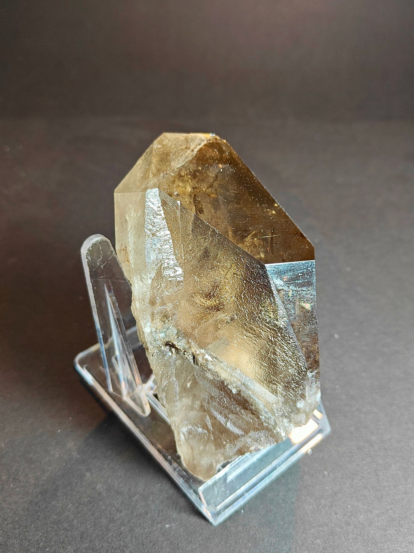 Half-Polished Smoky Citrine Quartz Point from Brazil