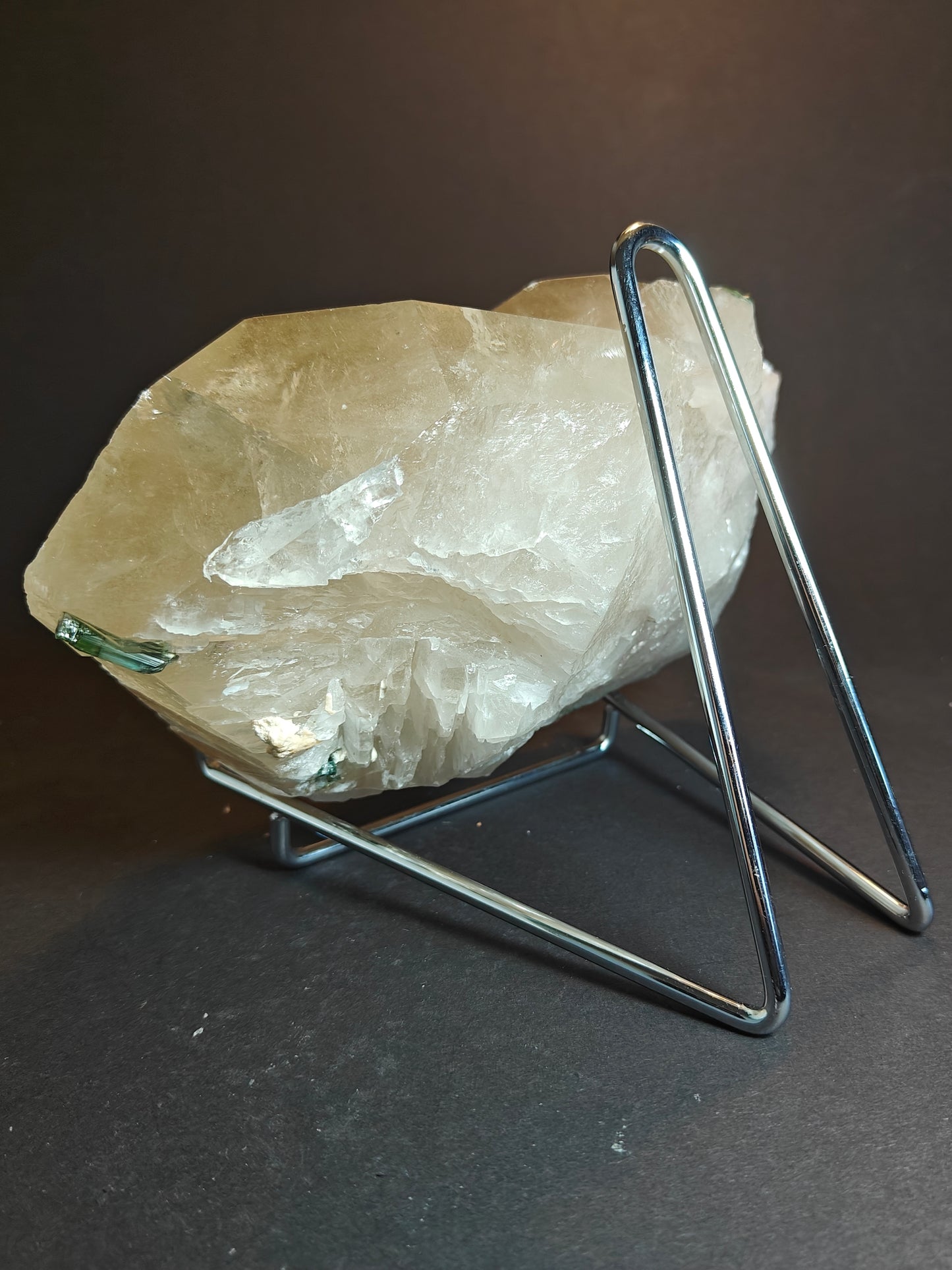 Large Quartz Crystal with Tourmaline from Brazil