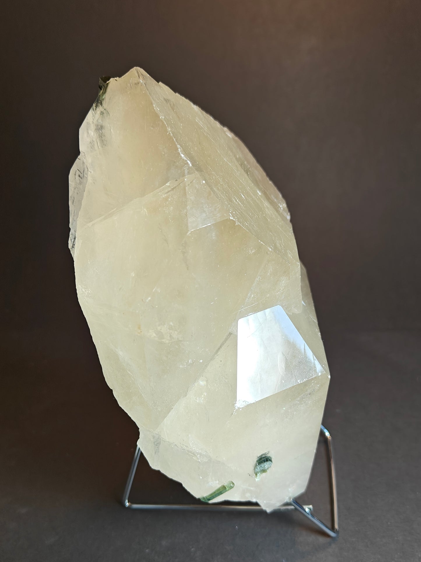Large Quartz Crystal with Tourmaline from Brazil