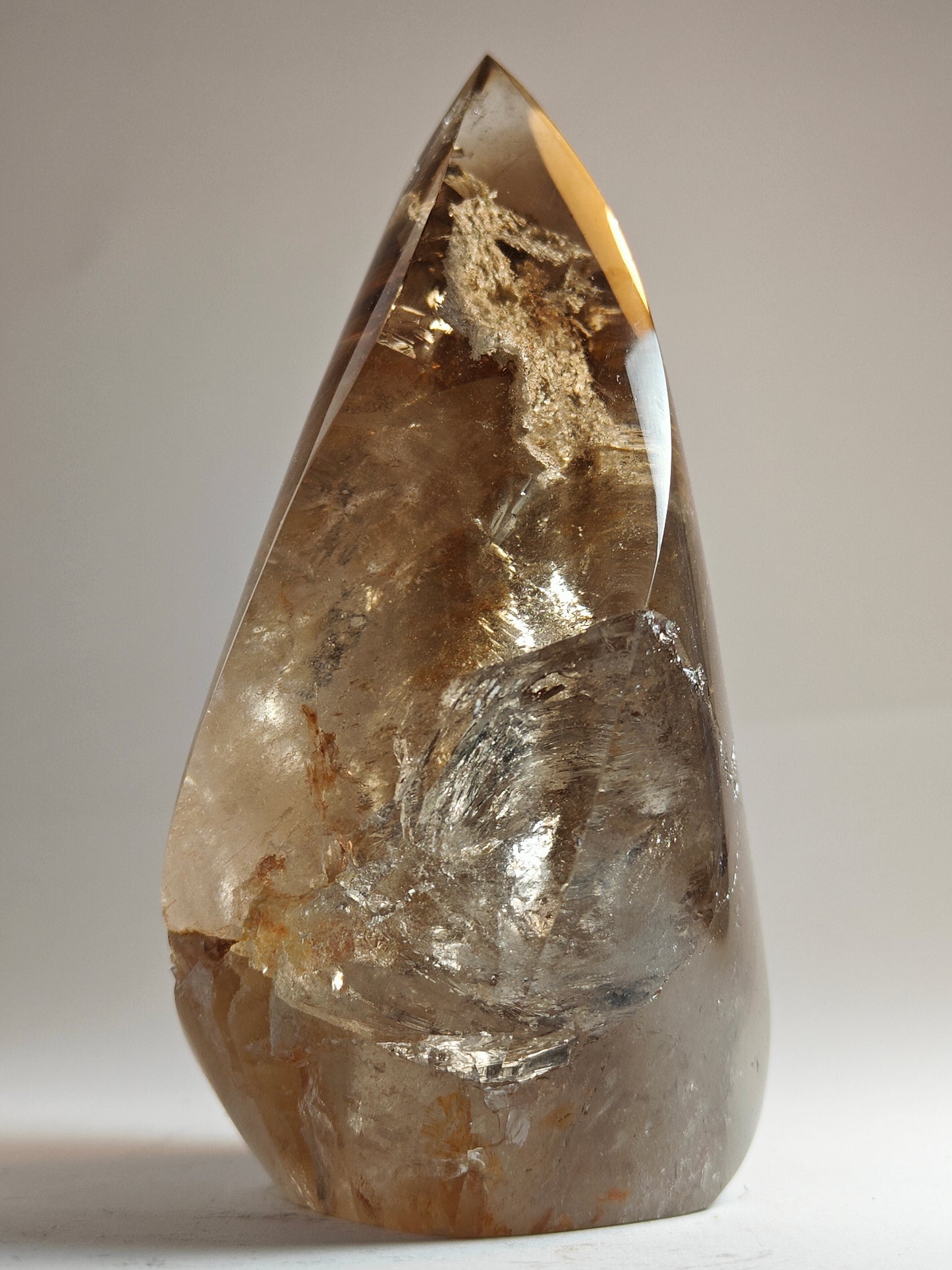 Rare Brazilian Smoky Quartz Flame with Golden Hue