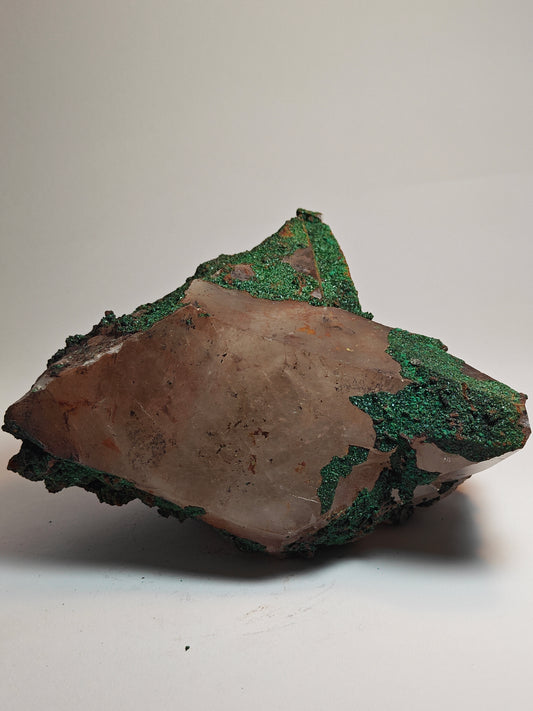 Raw Quartz with Malachite Chrysocolla Layer and Cathedral Steps Point