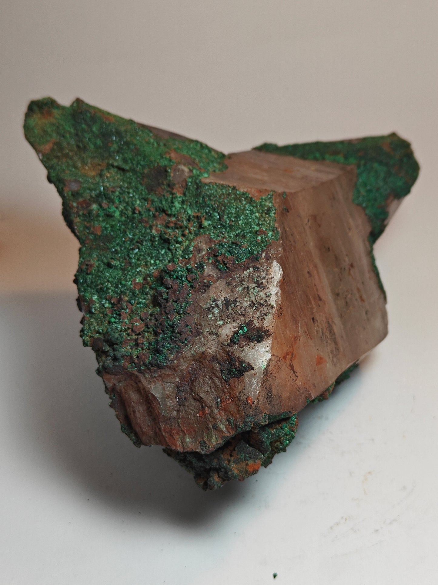 Raw Quartz with Malachite Chrysocolla Layer and Cathedral Steps Point