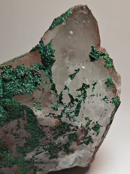 Raw Quartz with Malachite Chrysocolla Layer and Cathedral Steps Point