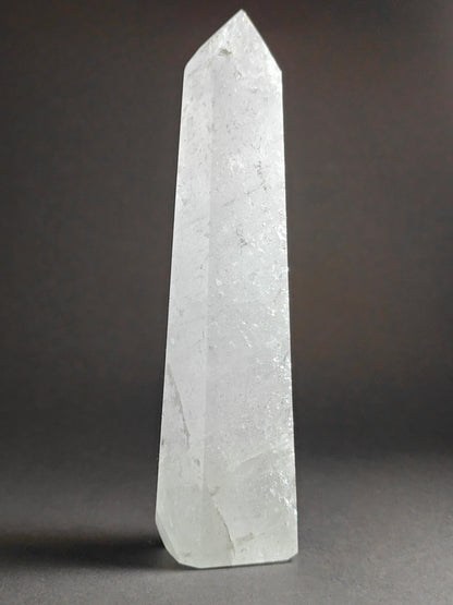 Polished Carved White Quartz Tower from Brazil - 611 grams