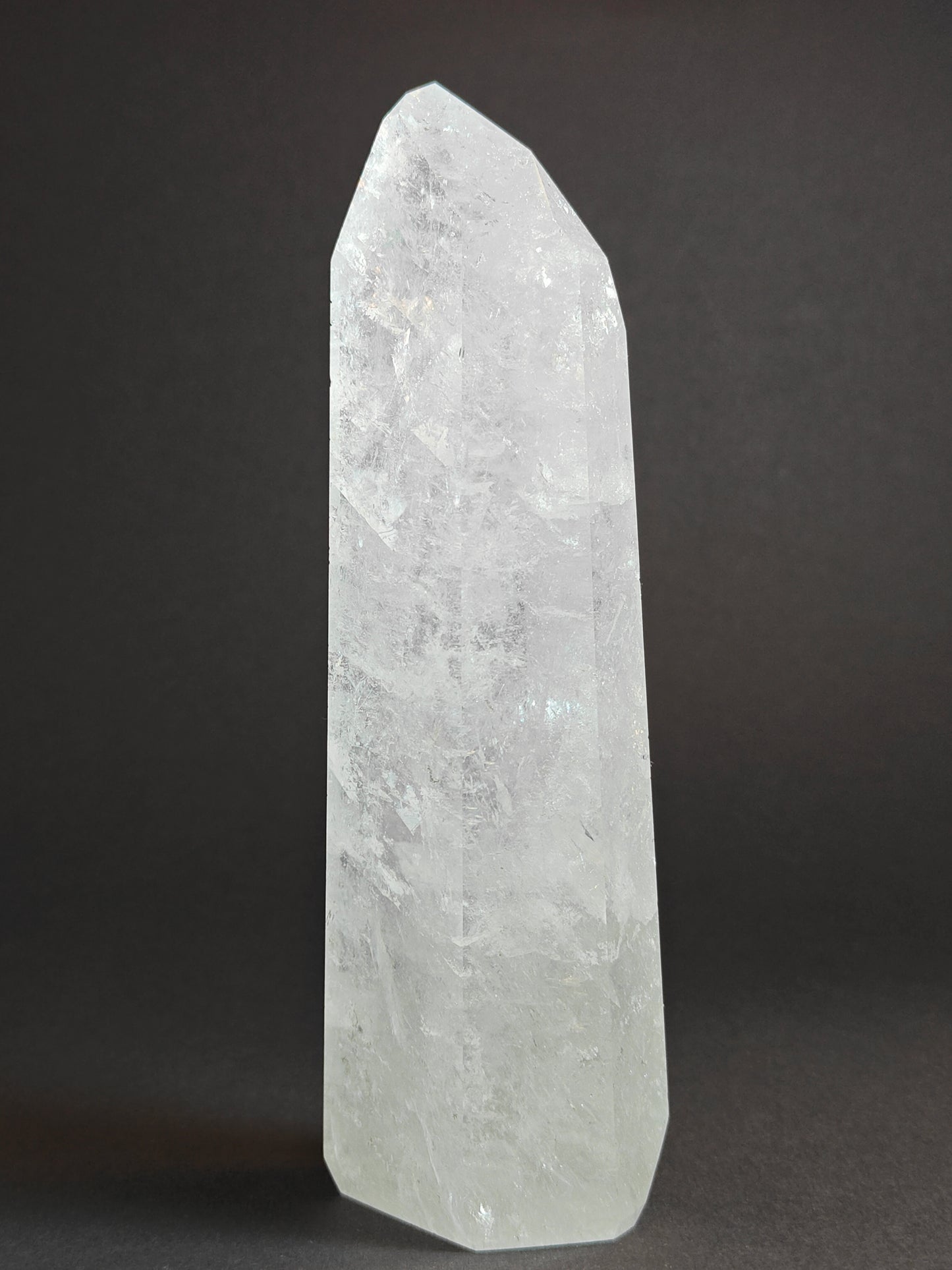 Polished Carved White Quartz Tower from Brazil - 585 Grams