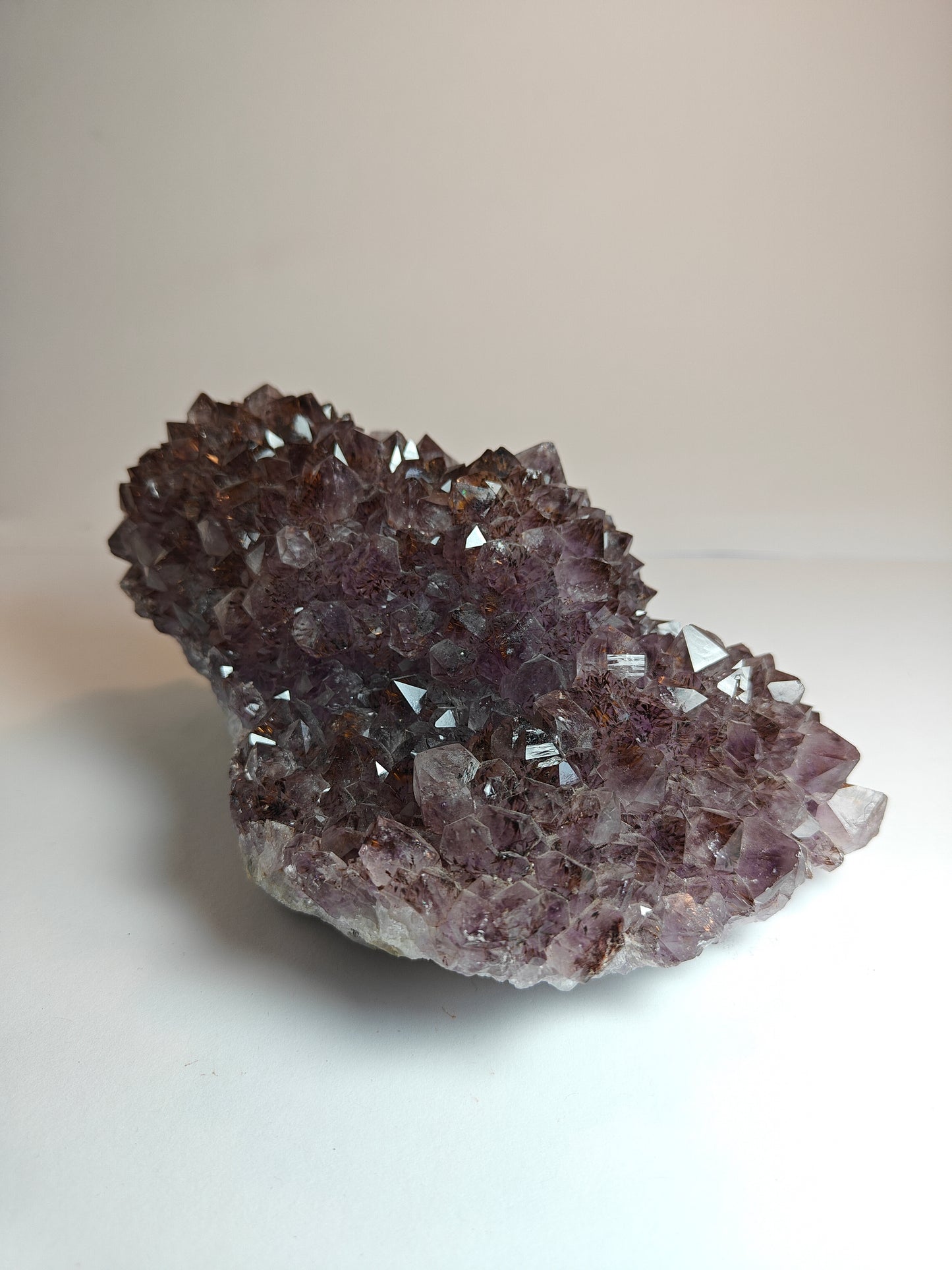 Amethyst Druzy Stalactite Cluster with Goethite Inclusions