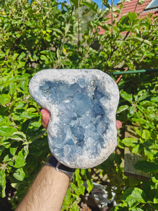Grote Celestien Cluster uit Madagascar 19 x 19 x 7 cm 4.5 kg