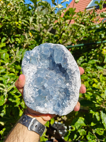 Grote Celestien Cluster uit Madagascar 15 x 12 x 5 cm 1.9 kg