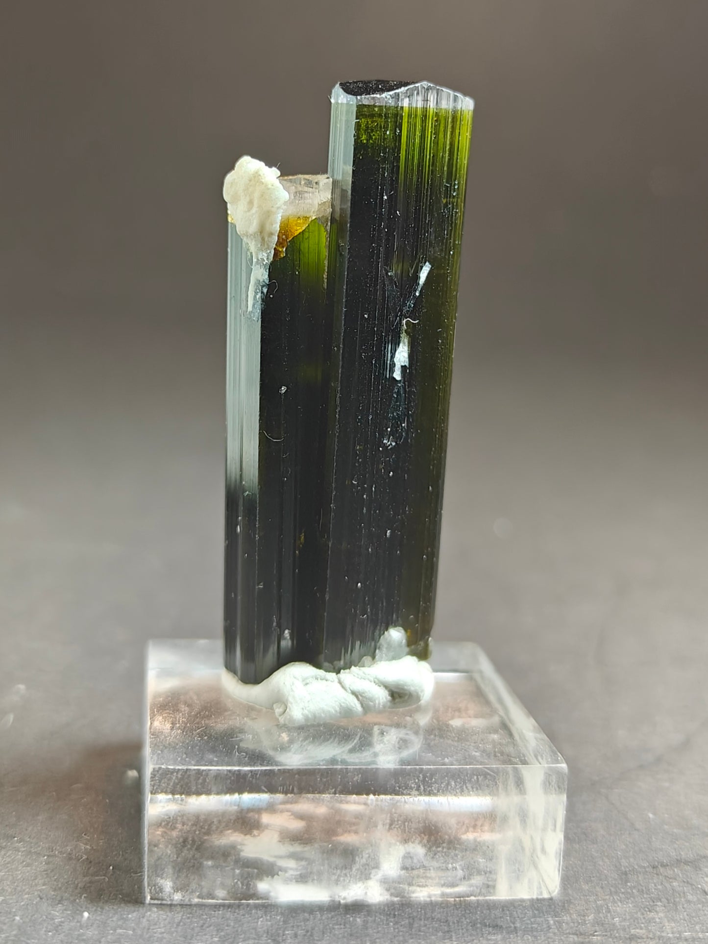 Black-Green Tourmaline with White Cap and Albite – 30 Grams