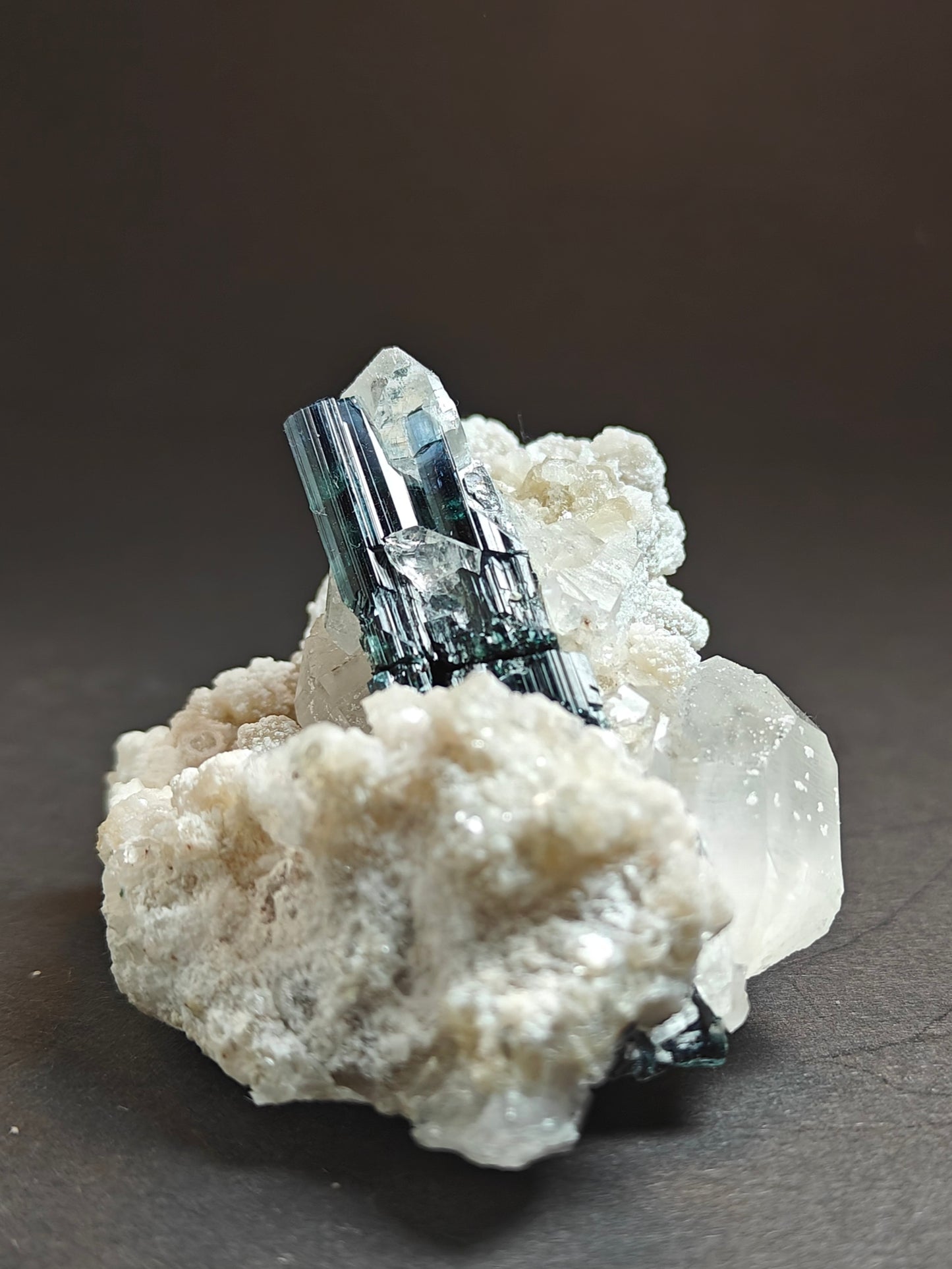 Rare Blue Cap Tourmaline with Quartz on Matrix from Pakistan – 154 Grams