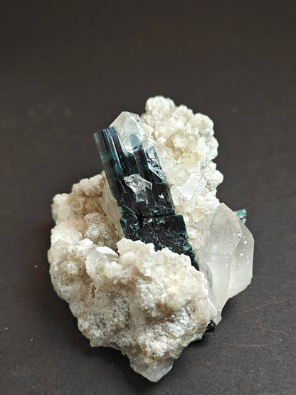 Rare Blue Cap Tourmaline with Quartz on Matrix from Pakistan – 154 Grams
