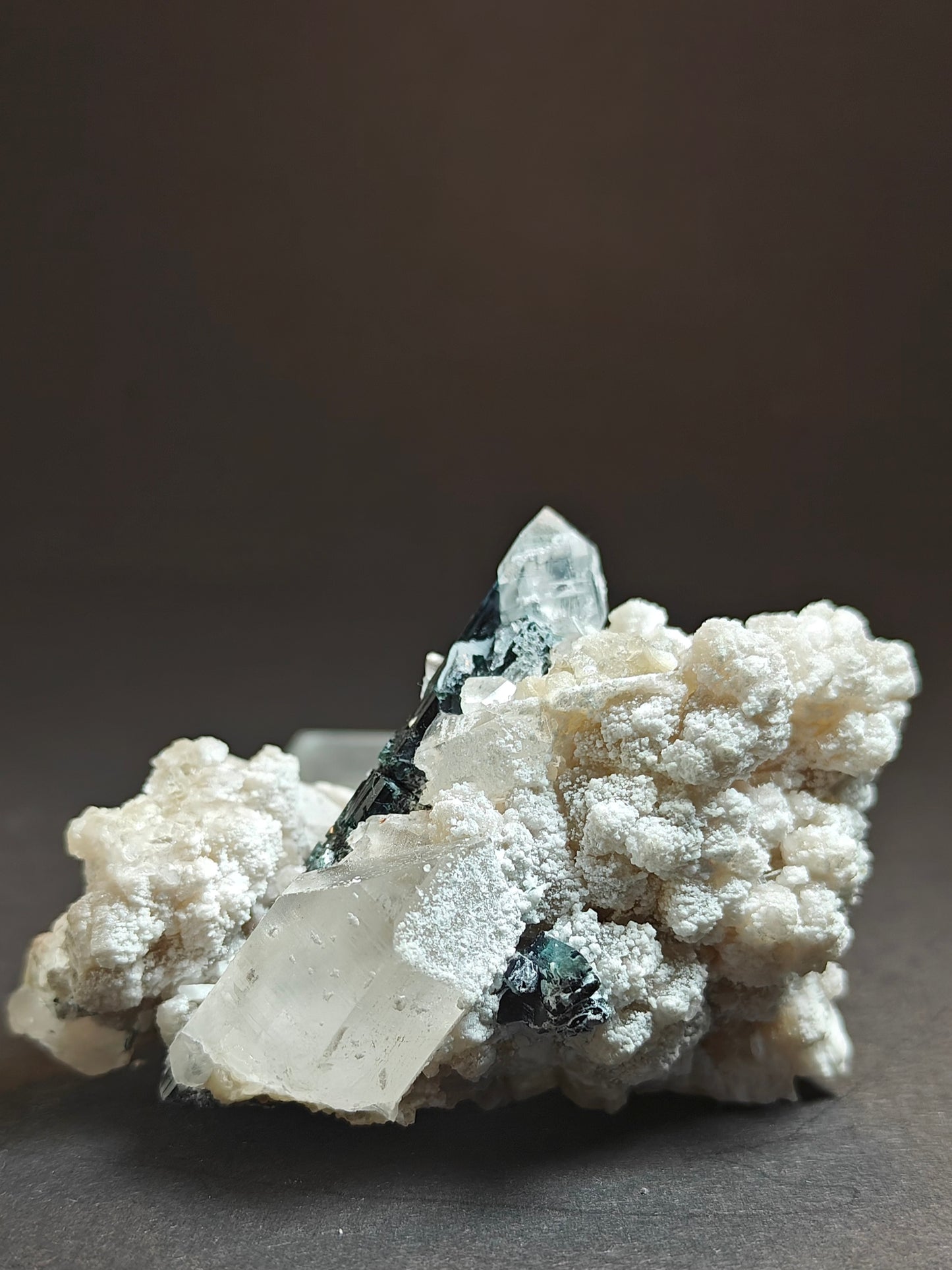 Rare Blue Cap Tourmaline with Quartz on Matrix from Pakistan – 154 Grams