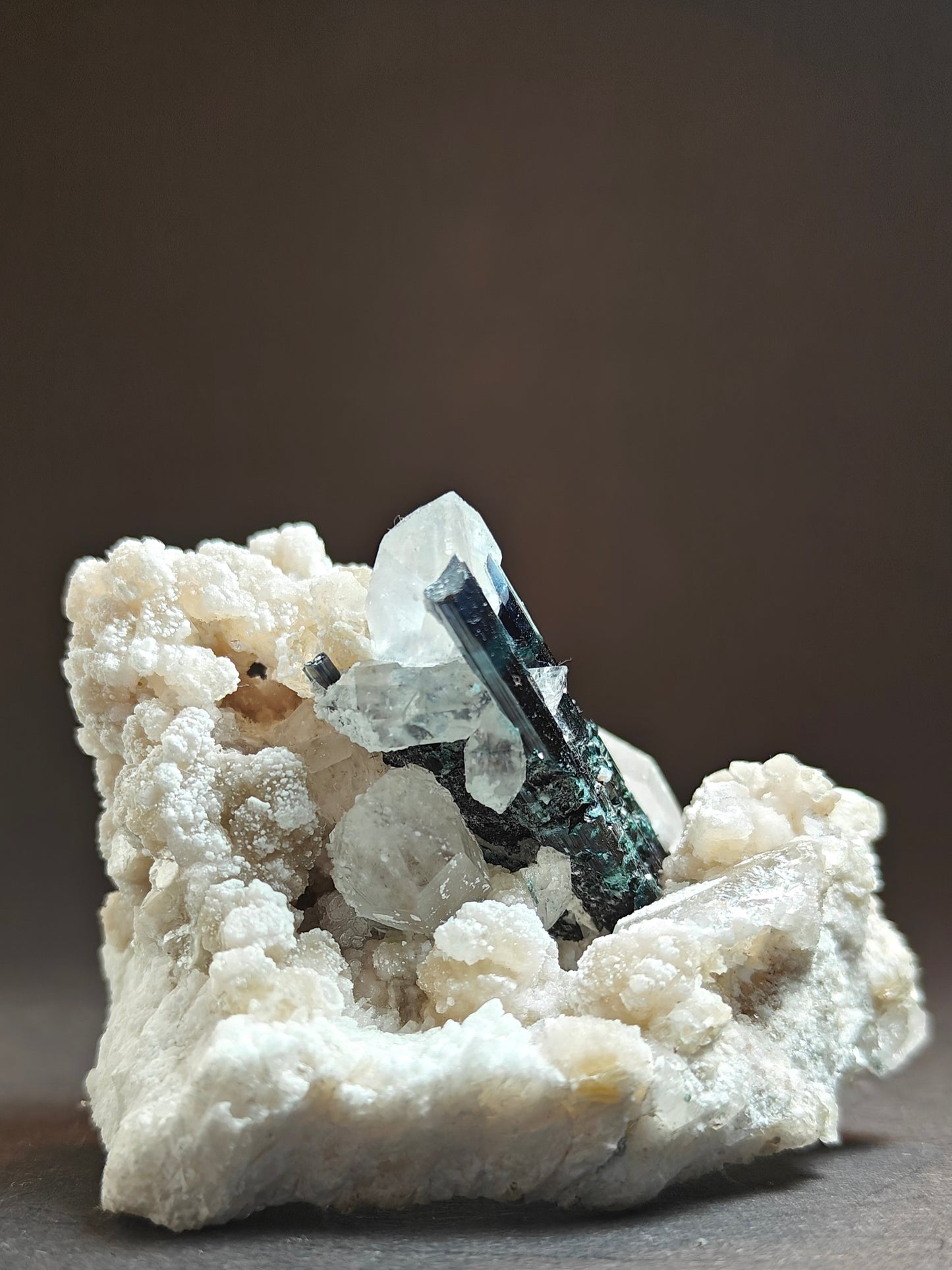 Rare Blue Cap Tourmaline with Quartz on Matrix from Pakistan – 154 Grams