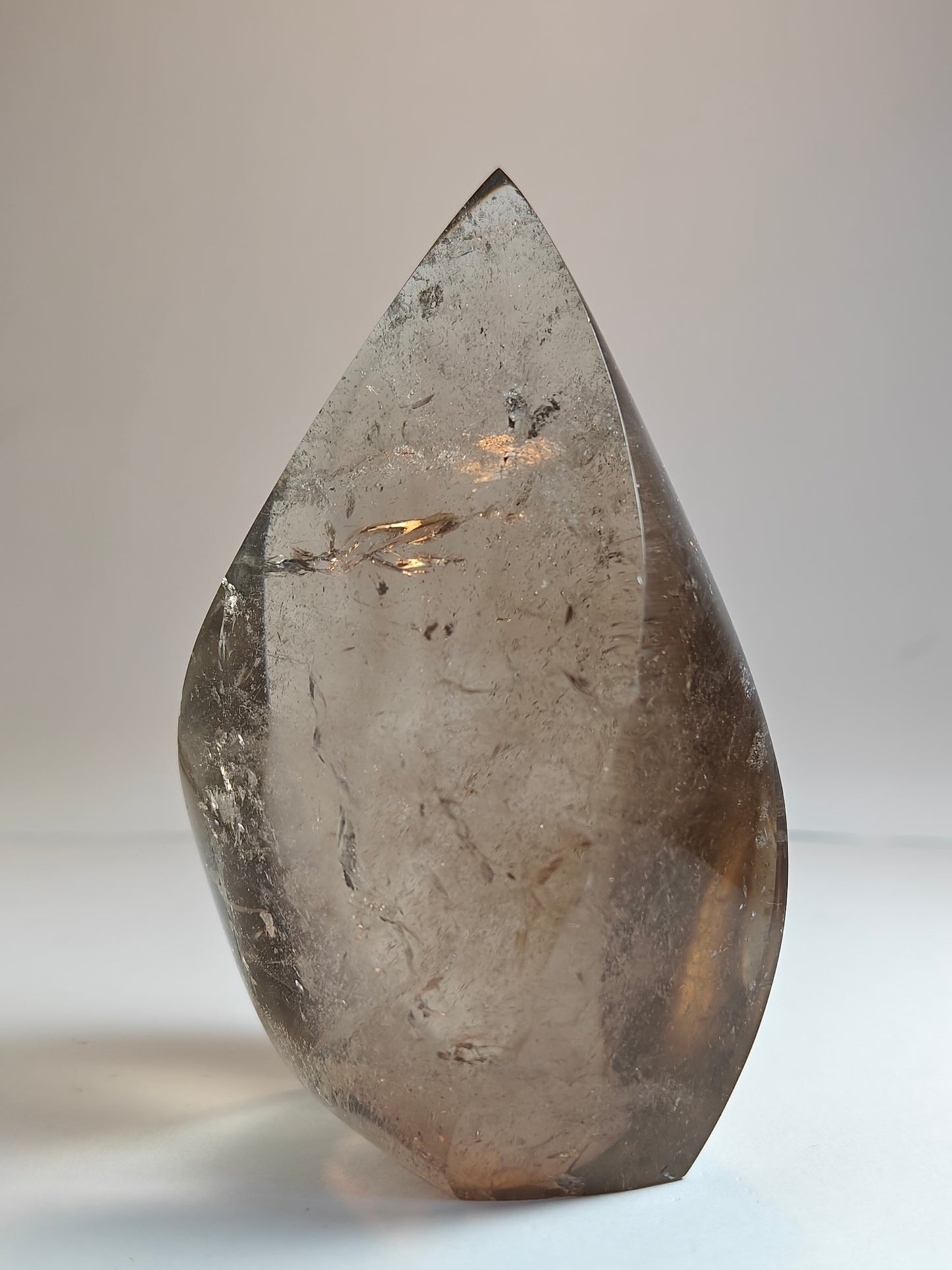 Polished Smokey Quartz Flame from Brazil - 315 grams