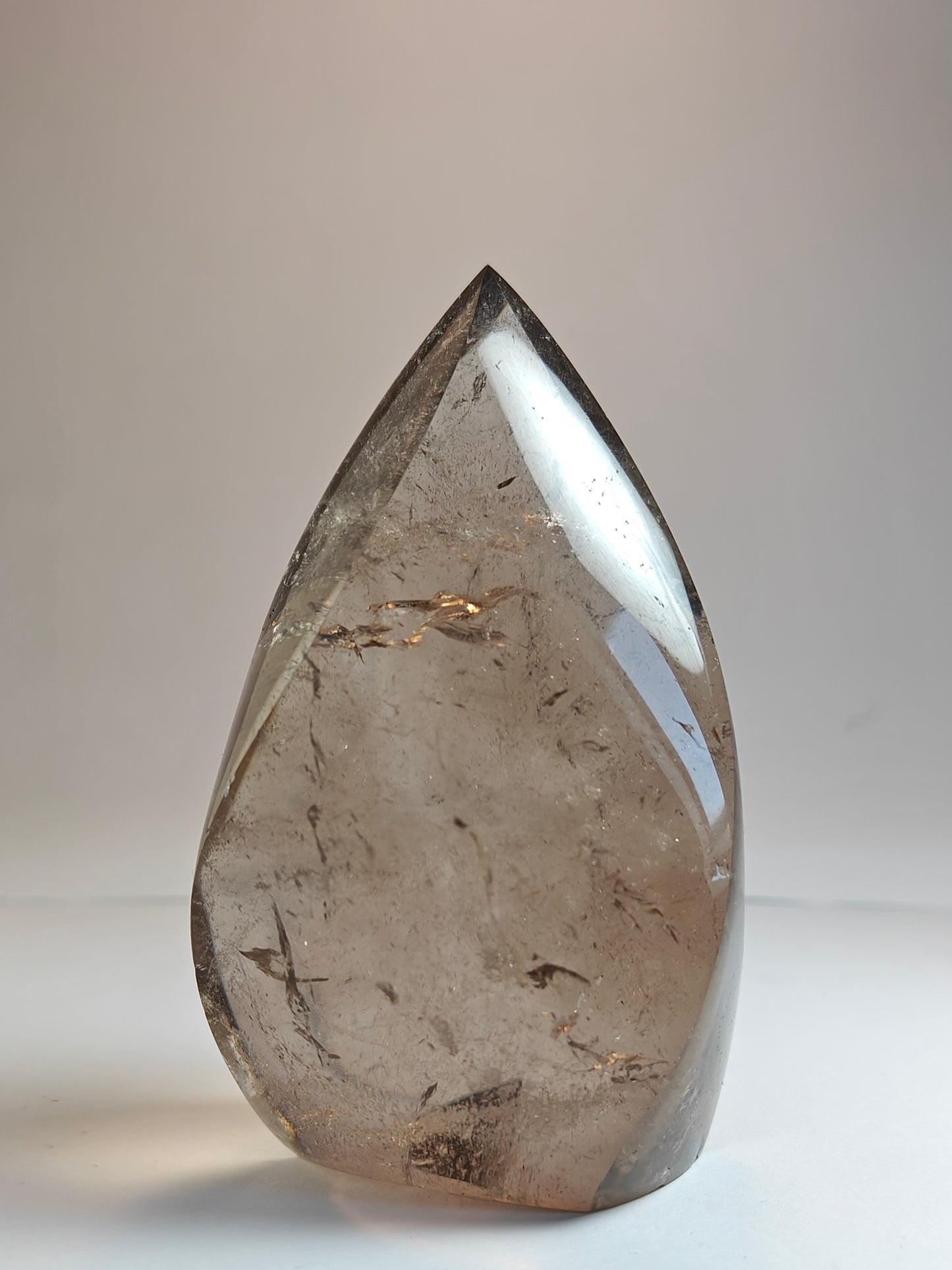 Polished Smokey Quartz Flame from Brazil - 315 grams