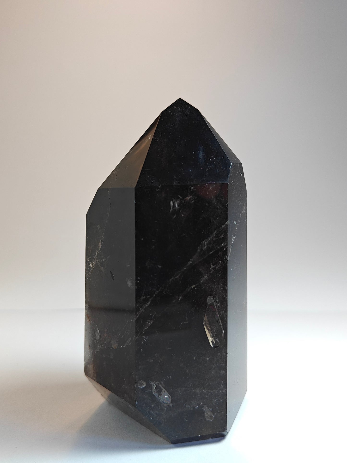 Polished Carved Smokey Quartz Tower - 380 grams