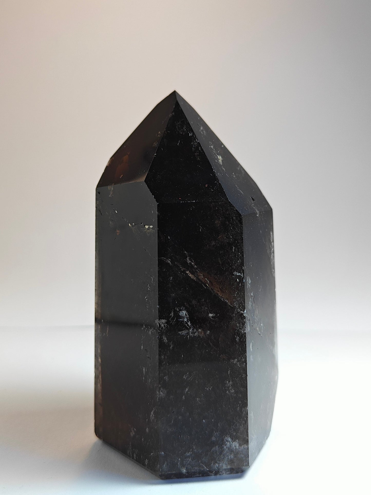 Polished Carved Smokey Quartz Tower - 380 grams