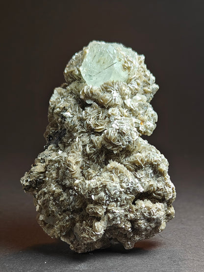 Aquamarine with Schorl Inclusions on Muscovite Matrix – 180 Grams