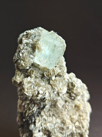 Aquamarine with Schorl Inclusions on Muscovite Matrix – 180 Grams