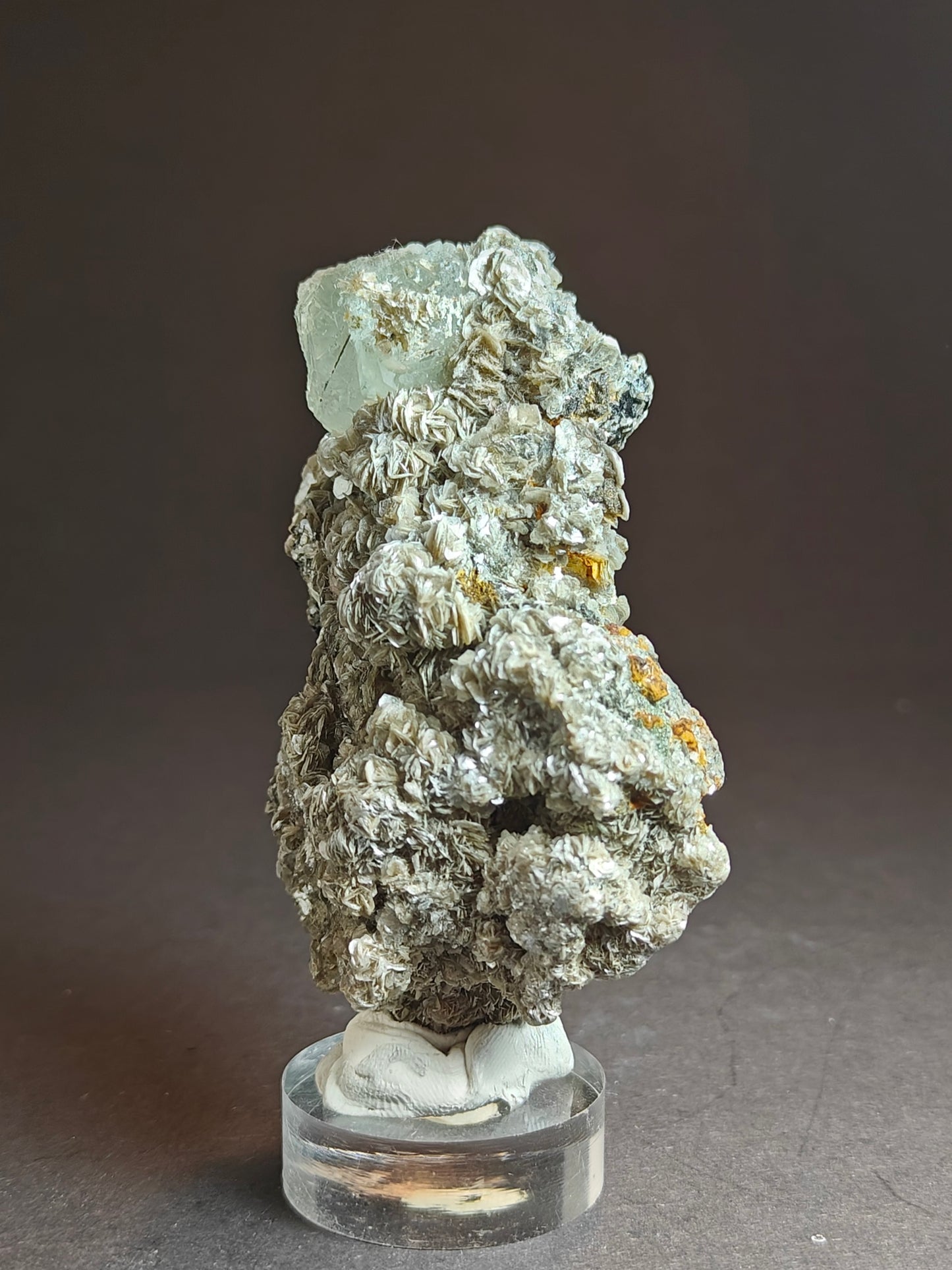 Aquamarine with Schorl Inclusions on Muscovite Matrix – 180 Grams