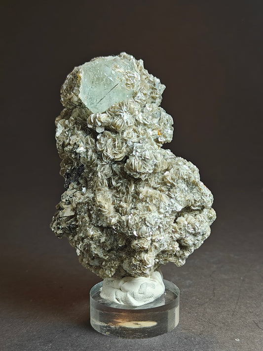 Aquamarine with Schorl Inclusions on Muscovite Matrix – 180 Grams