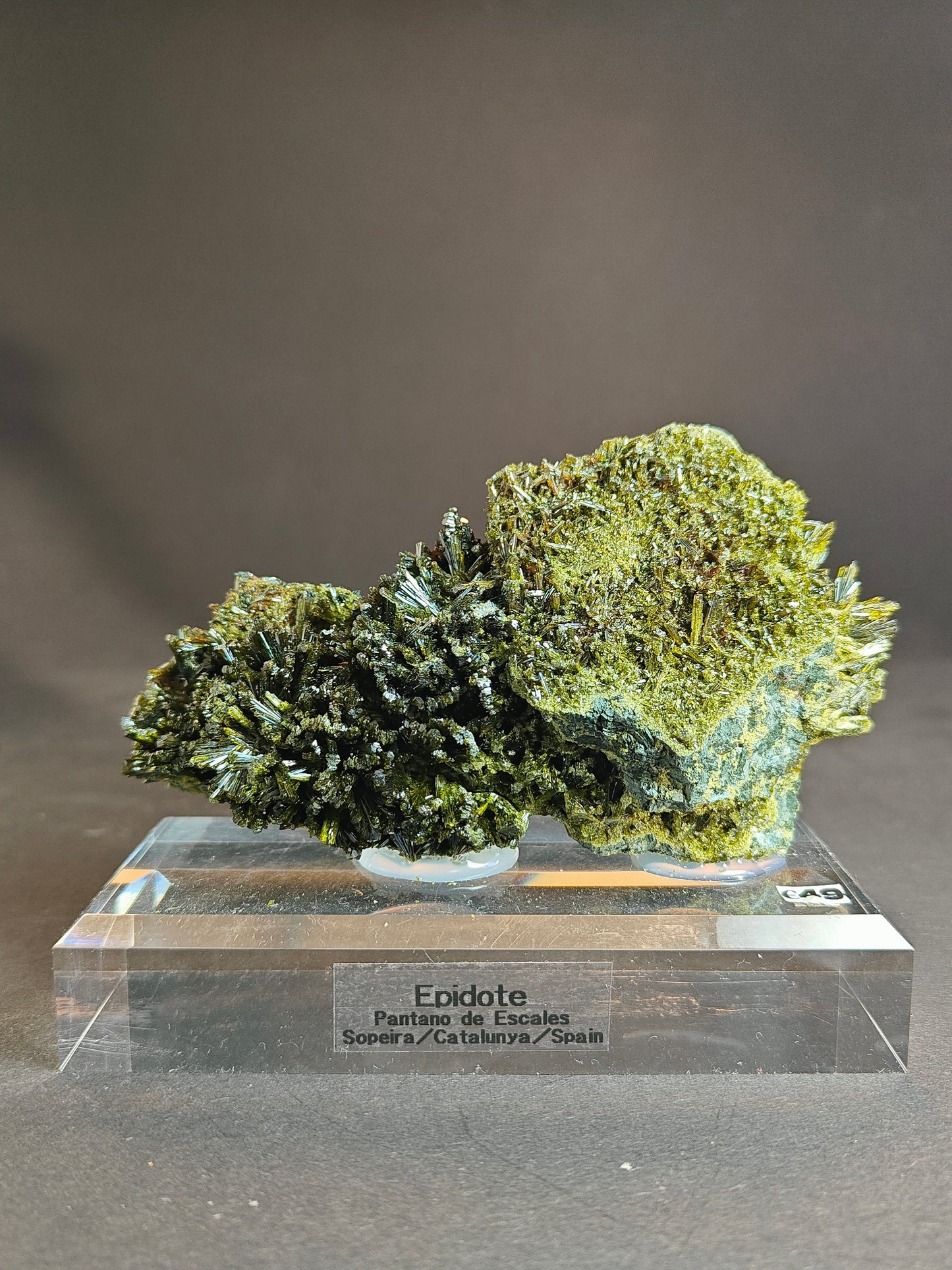 Epidote Specimen from Spain – Display Ready with Acrylic Stand
