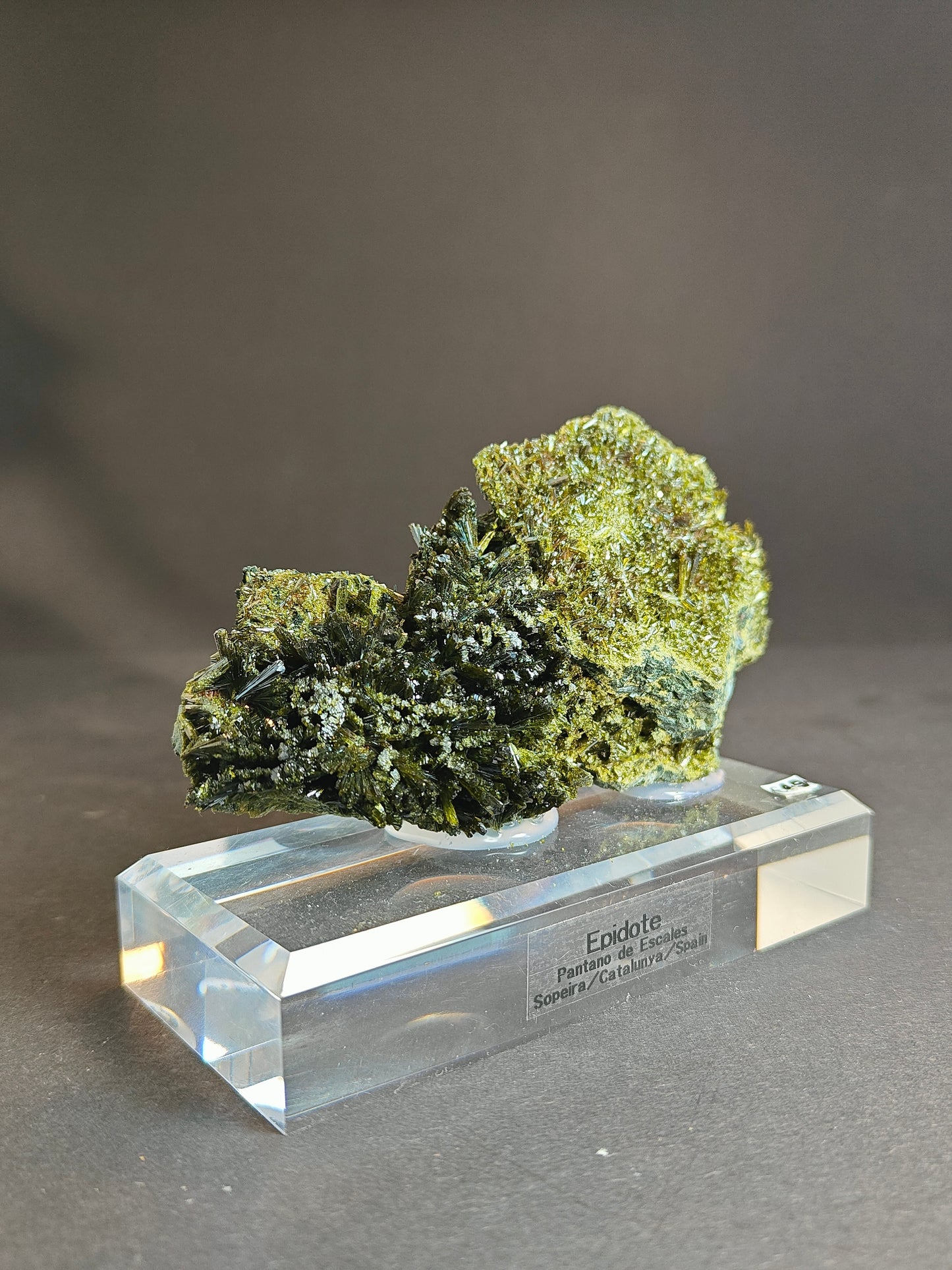 Epidote Specimen from Spain – Display Ready with Acrylic Stand