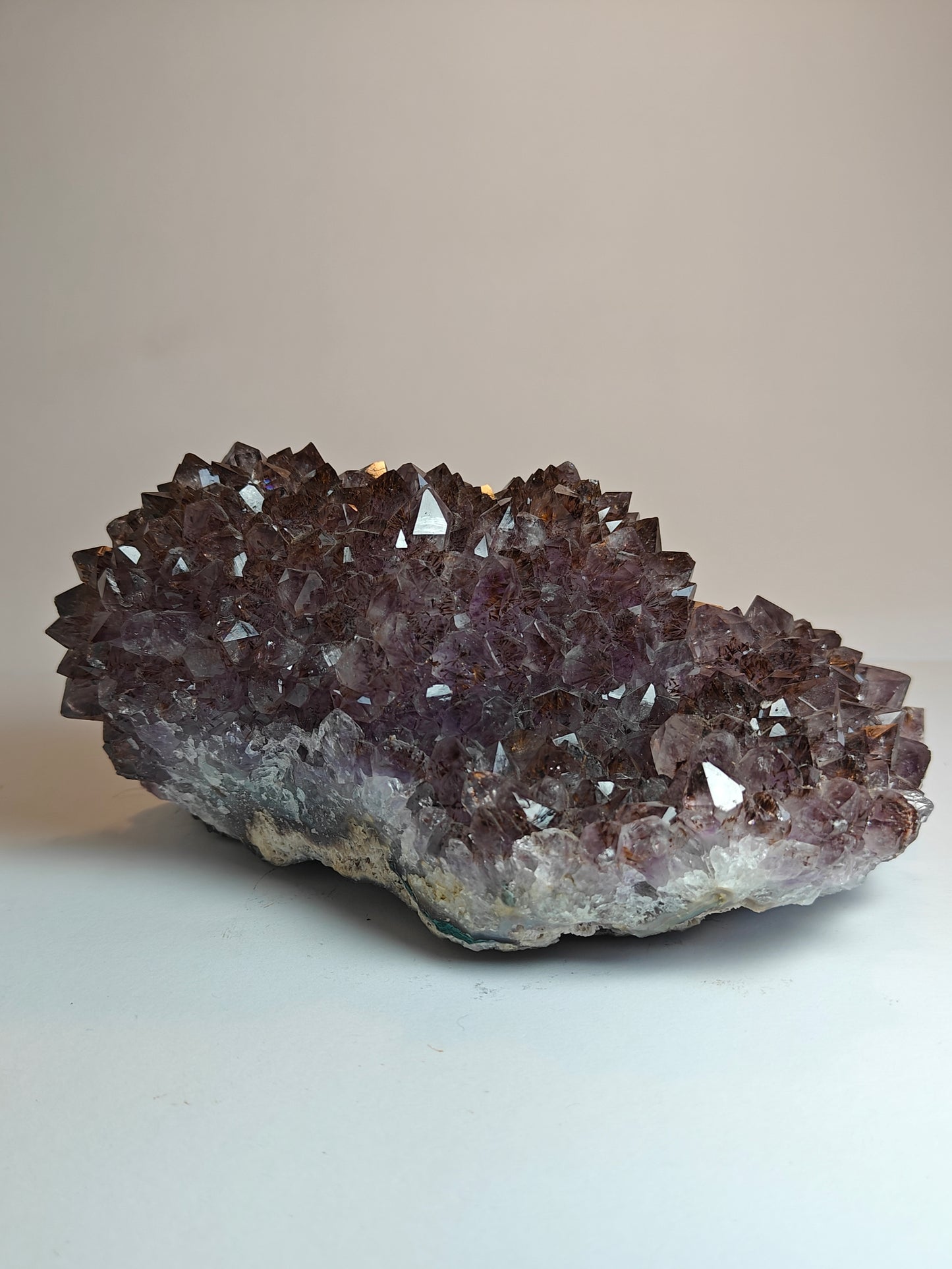 Amethyst Druzy Stalactite Cluster with Goethite Inclusions