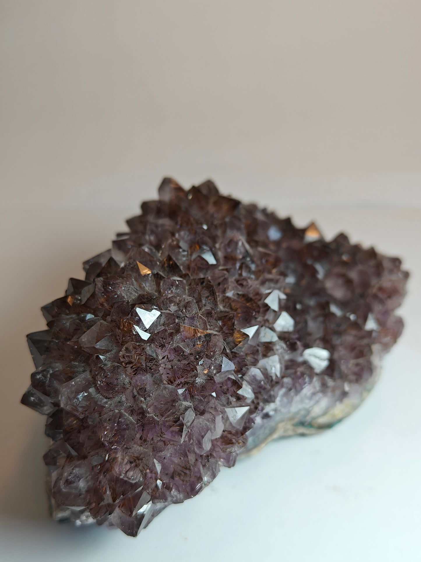 Amethyst Druzy Stalactite Cluster with Goethite Inclusions
